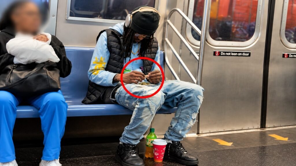 Passenger Openly Rolls Suspected Marijuana on Moving New York Subway
